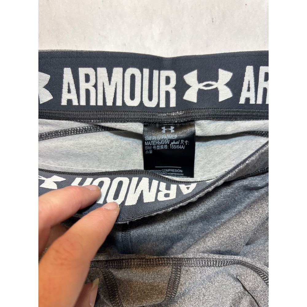 Under Armour Womens Compression Leggings Black Grey HeatGear Athletic Fitness Sm - Picture 8 of 12